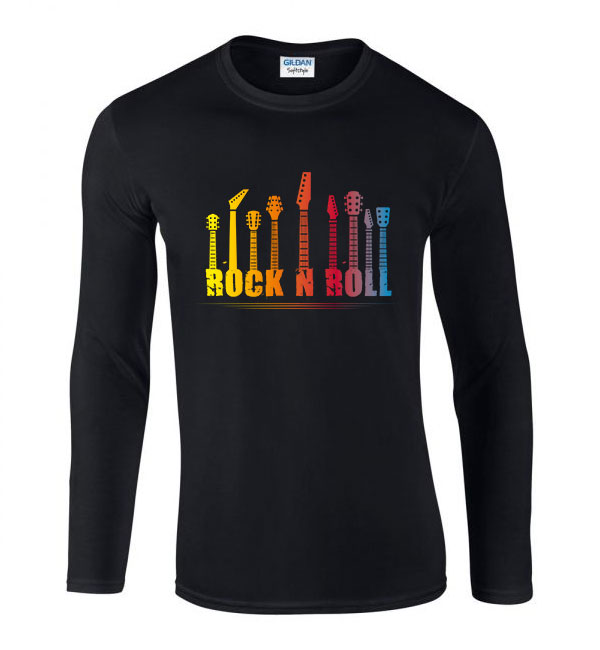 gitár gitáros rock and roll Fekete Férfi Hosszú Ujjú Póló