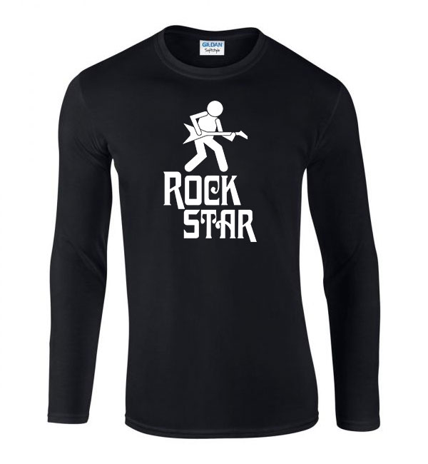 gitár gitáros rock star Fekete Férfi Hosszú Ujjú Póló