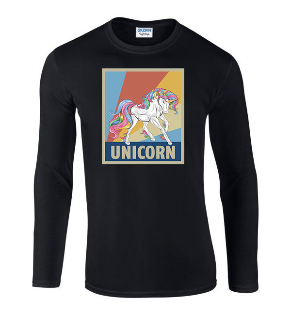 unikornis unicorn Fekete Férfi Hosszú Ujjú Póló