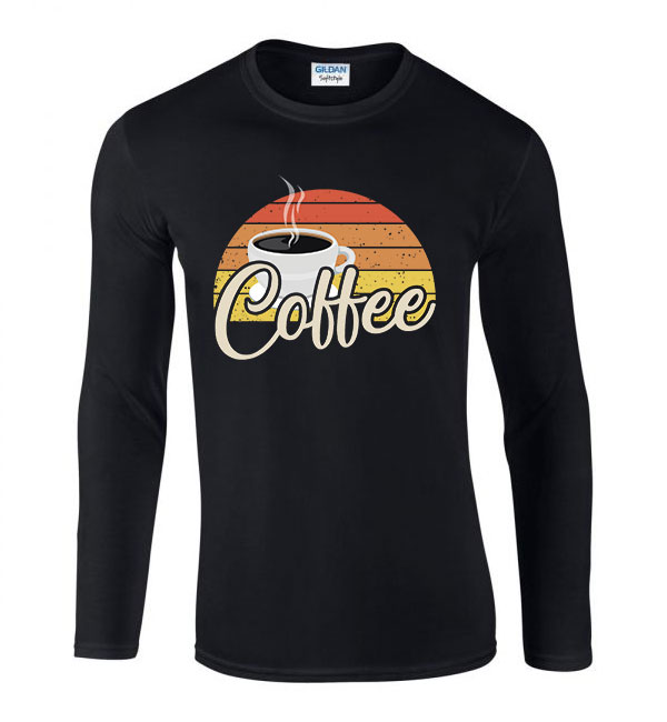 kávé coffee Fekete Férfi Hosszú Ujjú Póló