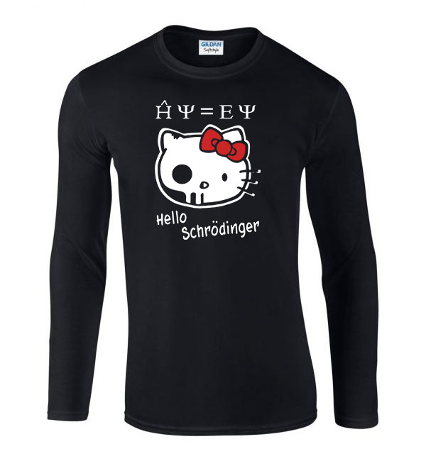 hello schrödinger macskája Fekete Férfi Hosszú Ujjú Póló