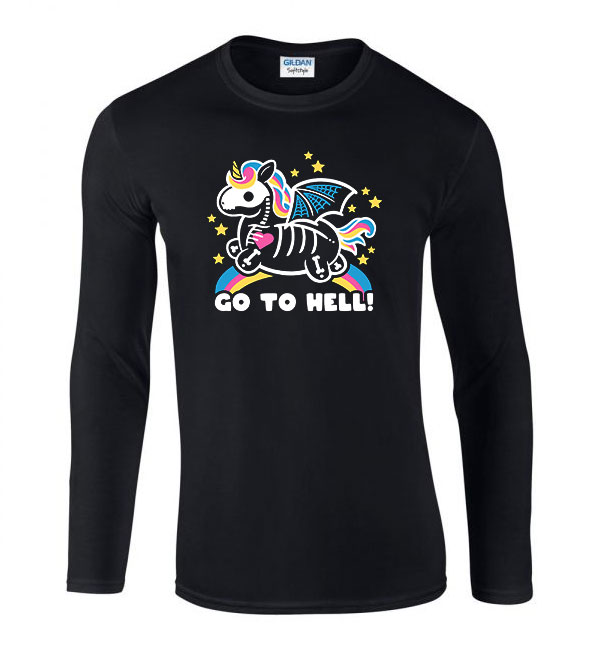 go to hell Fekete Férfi Hosszú Ujjú Póló