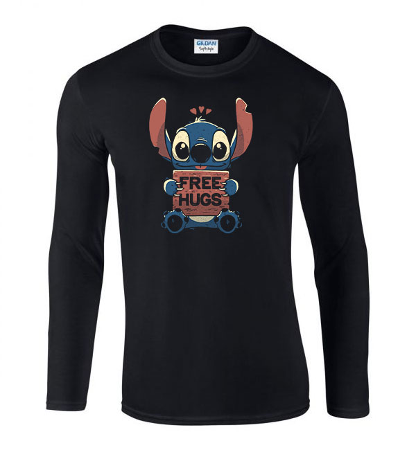 stitch Fekete Férfi Hosszú Ujjú Póló