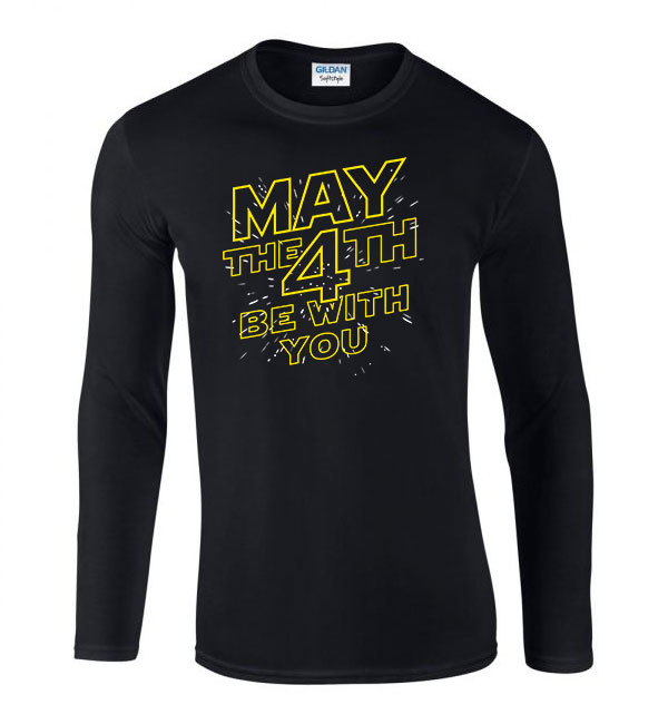 star wars may the fourth 4 be with you Fekete Férfi Hosszú Ujjú Póló
