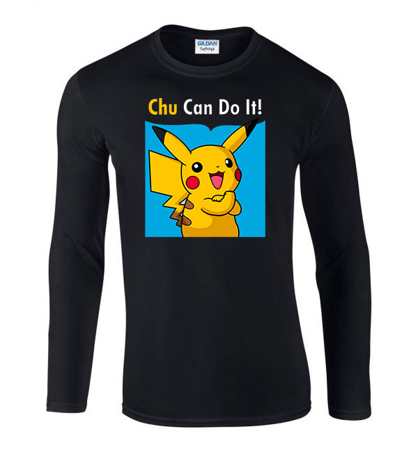 pokemon pikachu Fekete Férfi Hosszú Ujjú Póló