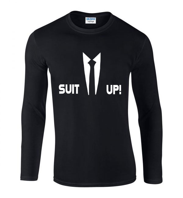 öltözz ki suit up Fekete Férfi Hosszú Ujjú Póló