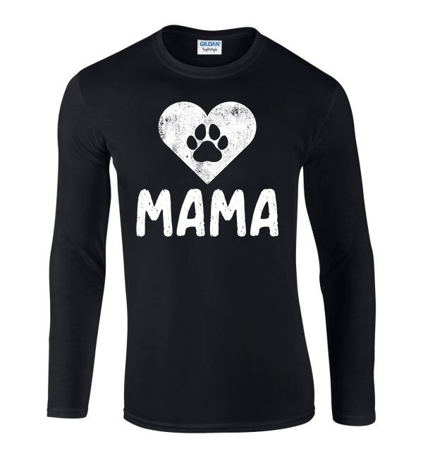 Dog Mama kutya kutyás Fekete Férfi Hosszú Ujjú Póló