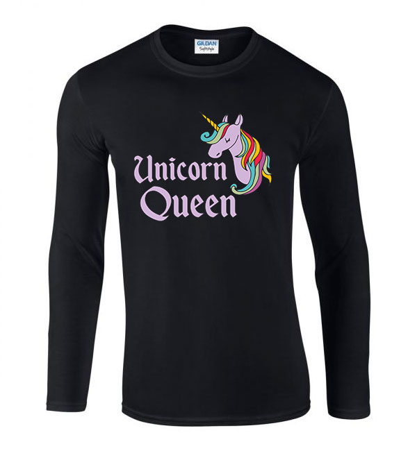 unikornis queen Fekete Férfi Hosszú Ujjú Póló