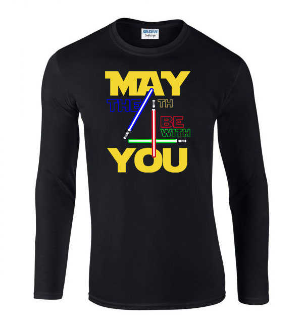 star wars may the fourth Fekete Férfi Hosszú Ujjú Póló