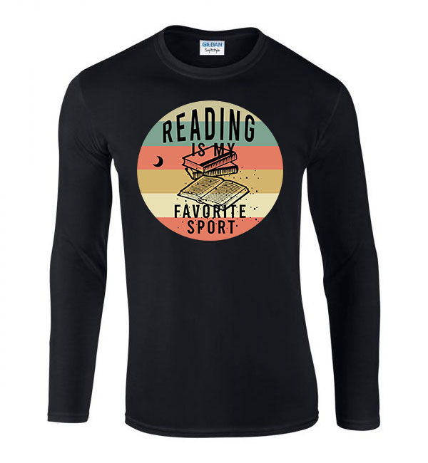 Olvasás reading könyvek Fekete Férfi Hosszú Ujjú Póló