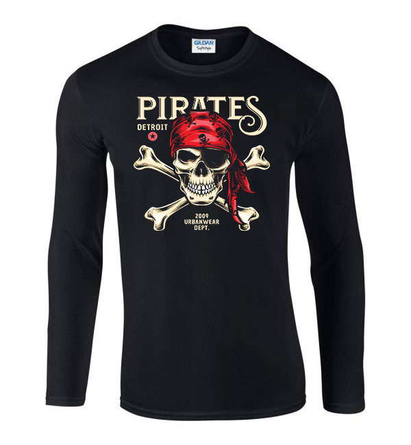 Pirates Kalózok Fekete Férfi Hosszú Ujjú Póló