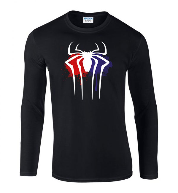spider man pókember Fekete Férfi Hosszú Ujjú Póló