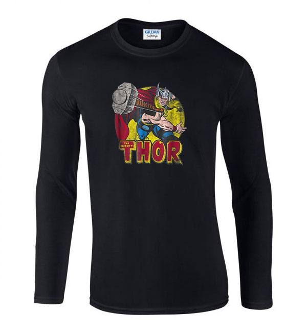 thor avengers bosszúállók Fekete Férfi Hosszú Ujjú Póló