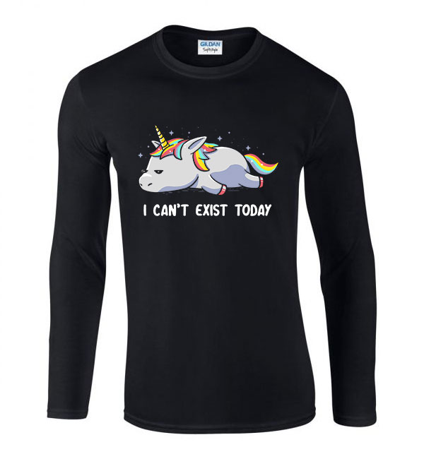 unikornis unicorn Fekete Férfi Hosszú Ujjú Póló
