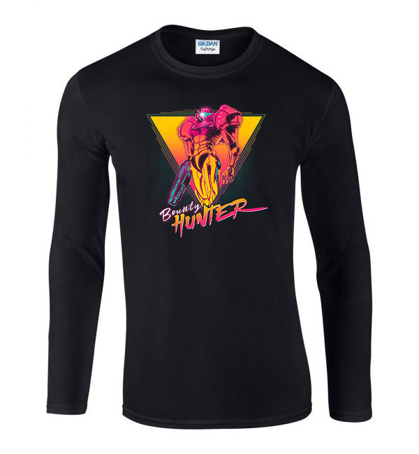 metroid Fekete Férfi Hosszú Ujjú Póló