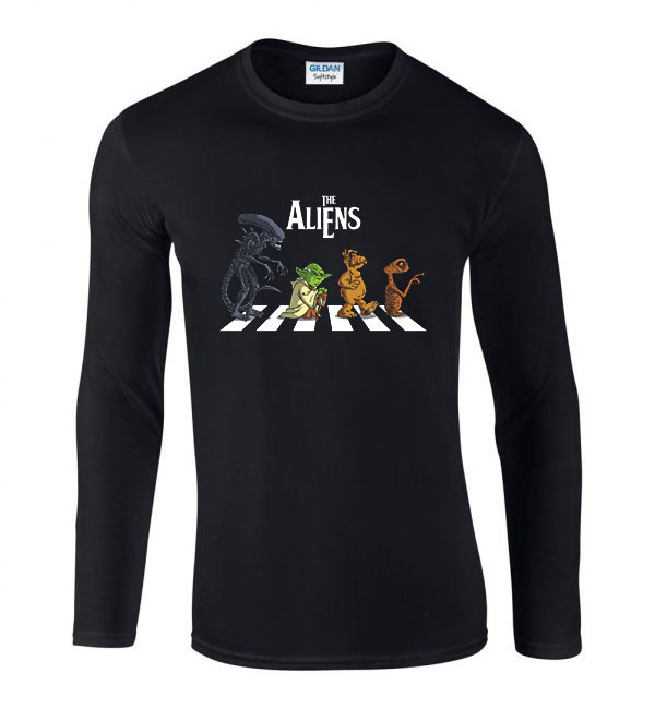 alien yoda alf et Fekete Férfi Hosszú Ujjú Póló