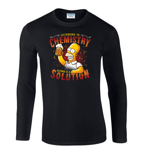 chemistry sör alkohol homer simpson Fekete Férfi Hosszú Ujjú Póló
