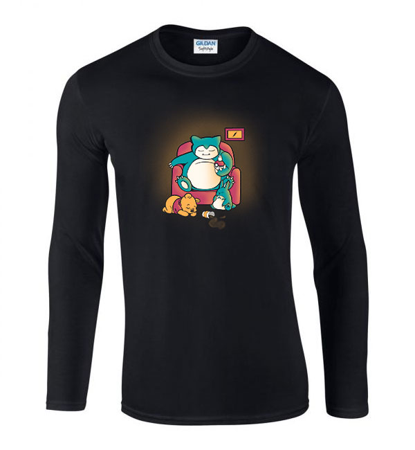 snorlax micimackó totoro Fekete Férfi Hosszú Ujjú Póló