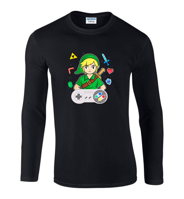 zelda link hyrule Fekete Férfi Hosszú Ujjú Póló