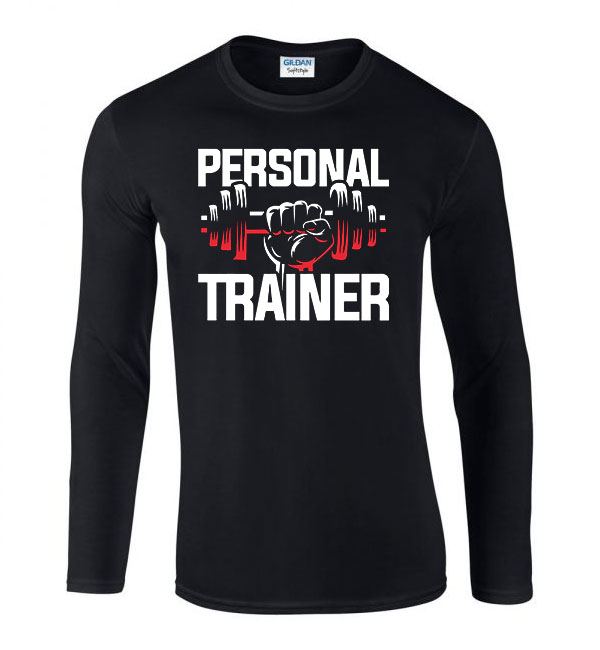 personal trainer személyi edző edzős kondi Fekete Férfi Hosszú Ujjú Póló