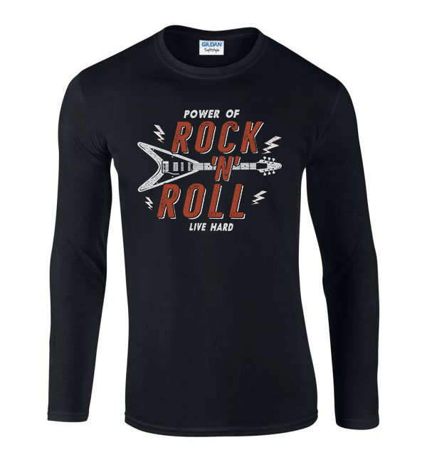Rock And Roll Fekete Férfi Hosszú Ujjú Póló