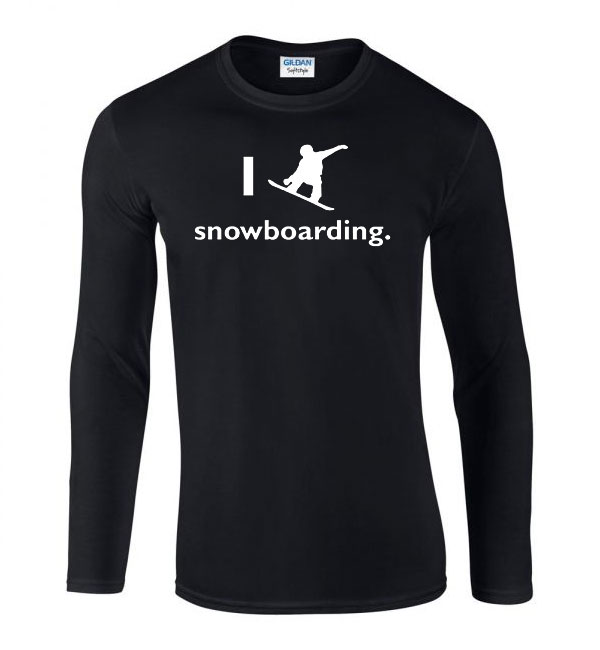 i love snowboard Fekete Férfi Hosszú Ujjú Póló