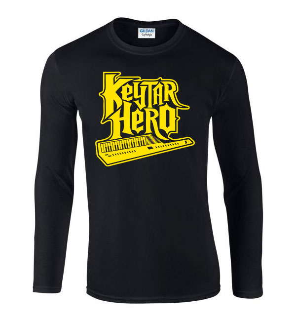 keytar hero billentyű hangszer Fekete Férfi Hosszú Ujjú Póló
