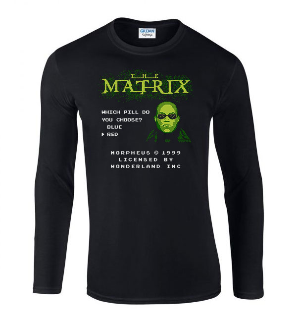 matrix morpheus Fekete Férfi Hosszú Ujjú Póló