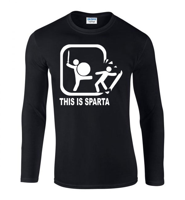 this is sparta ez itt sparta Fekete Férfi Hosszú Ujjú Póló