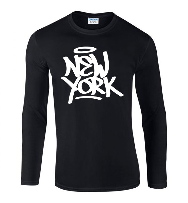 new york Fekete Férfi Hosszú Ujjú Póló