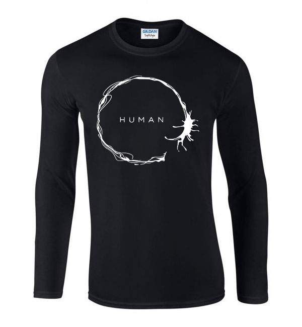 érkezés human arrival Fekete Férfi Hosszú Ujjú Póló