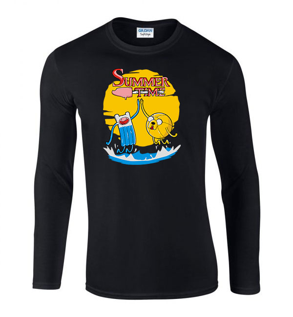 summer time nyár nyaralás adventure time Fekete Férfi Hosszú Ujjú Póló