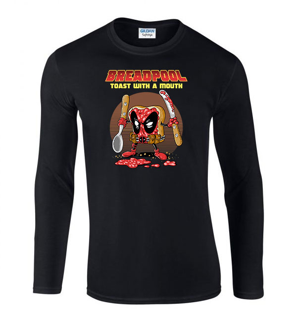 deadpool kenyér Fekete Férfi Hosszú Ujjú Póló