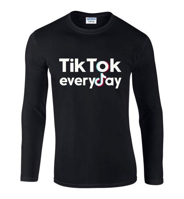 tik tok Fekete Férfi Hosszú Ujjú Póló