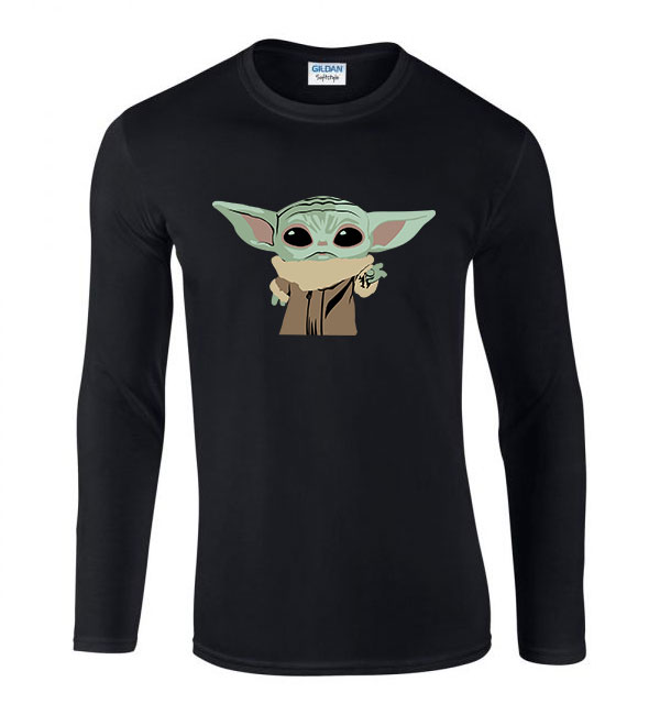 baba yoda baby yoda mandalorian Fekete Férfi Hosszú Ujjú Póló