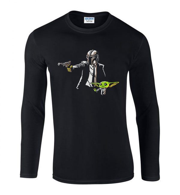 a mandalorian baba yoda baby yoda mando Fekete Férfi Hosszú Ujjú Póló