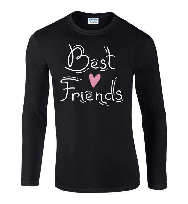 best friends bff barátság Fekete Férfi Hosszú Ujjú Póló