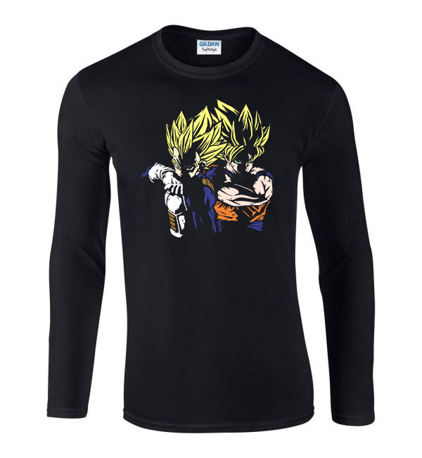 son goku vegeta dragon ball Fekete Férfi Hosszú Ujjú Póló