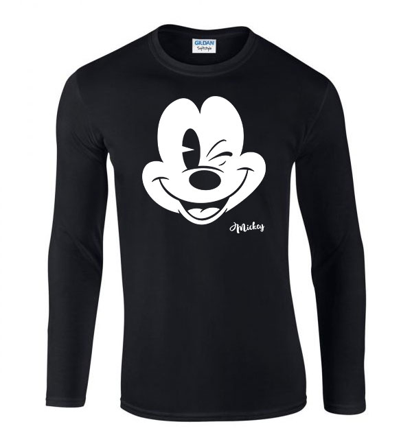 Mickey egér mouse Fekete Férfi Hosszú Ujjú Póló