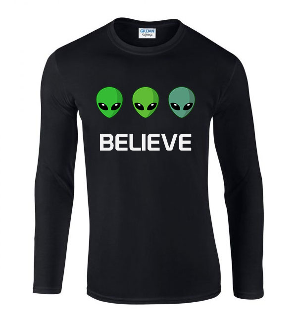 ufo believe Fekete Férfi Hosszú Ujjú Póló