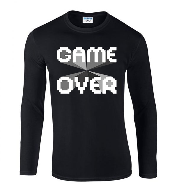 game over gamer Fekete Férfi Hosszú Ujjú Póló
