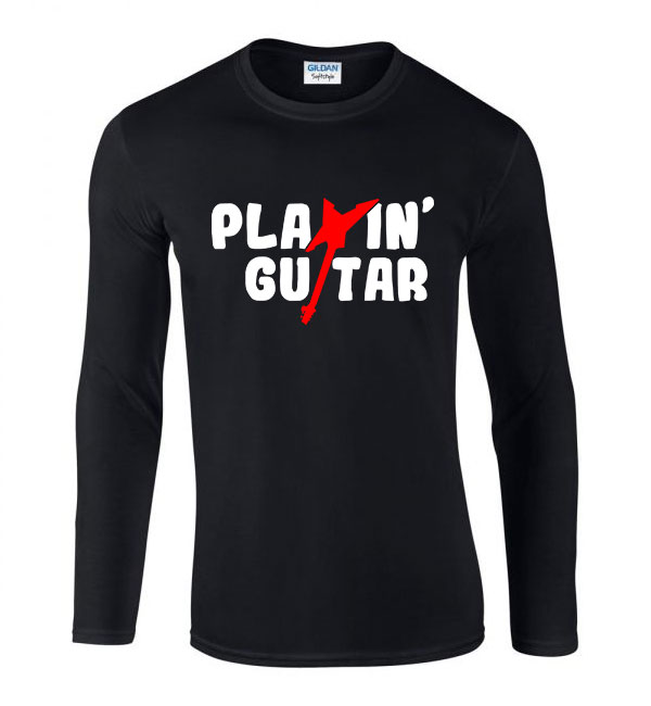 gitár gitáros Fekete Férfi Hosszú Ujjú Póló
