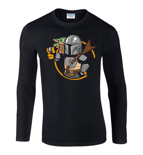 the mandalorian baba yoda baby yoda Fekete Férfi Hosszú Ujjú Póló