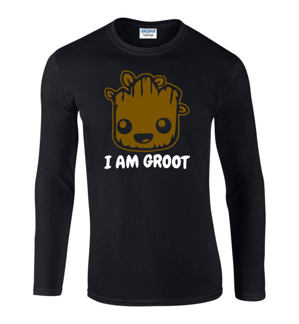 i am groot Fekete Férfi Hosszú Ujjú Póló