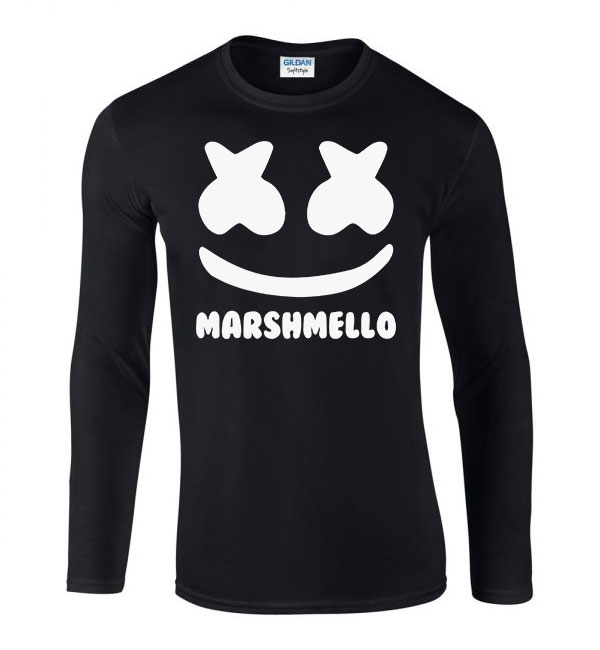 marshmello Fekete Férfi Hosszú Ujjú Póló