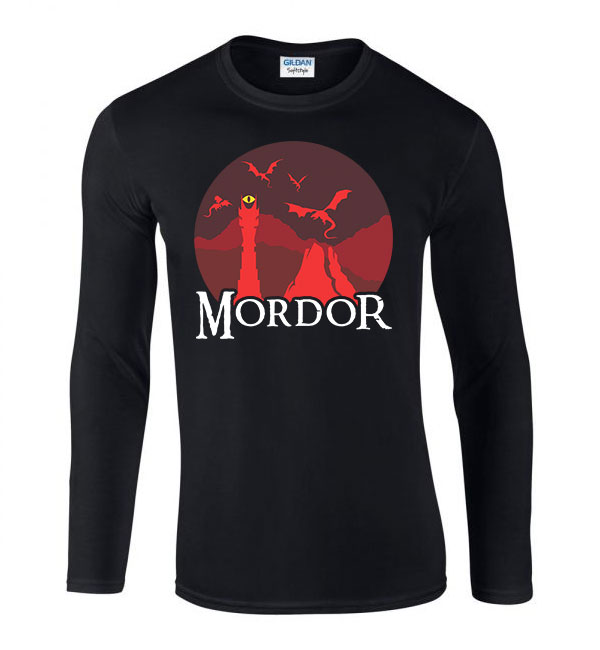 lord of the rings gyűrűk ura mordor Fekete Férfi Hosszú Ujjú Póló