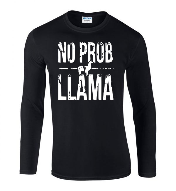 no probllama láma Fekete Férfi Hosszú Ujjú Póló