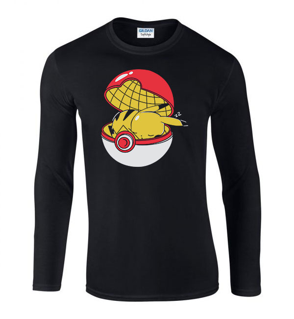 pokemon pikachu Fekete Férfi Hosszú Ujjú Póló