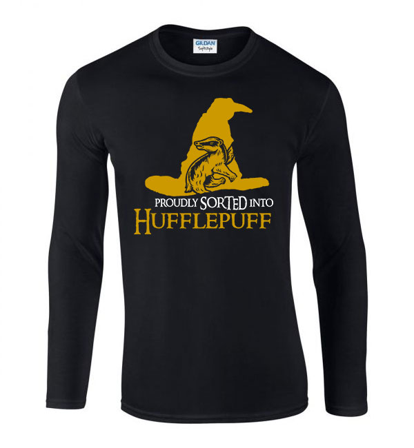 hugrabug harry potter Fekete Férfi Hosszú Ujjú Póló