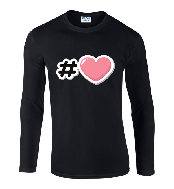 heart szív Fekete Férfi Hosszú Ujjú Póló